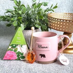 Gift Bundle "Mama Bear" Xl Ceramic Mug, Mint Teas, & Honey Stirrer
